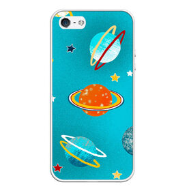 Чехол для iPhone 5/5S матовый с принтом Необычные планеты в Кировске, Силикон | Область печати: задняя сторона чехла, без боковых панелей | арт | бирюзовый | венера | звезда | звёзды | земля | марс | планета | планеты | рисунок | рисунок карандашом | сатурн | синий