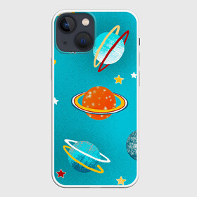 Чехол для iPhone 13 mini с принтом Необычные планеты в Кировске,  |  | арт | бирюзовый | венера | звезда | звёзды | земля | марс | планета | планеты | рисунок | рисунок карандашом | сатурн | синий