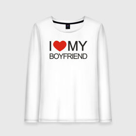 Женский лонгслив хлопок с принтом I love my boyfriend в Кировске, 100% хлопок |  | 