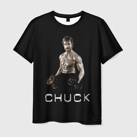 Мужская футболка 3D с принтом Чак Норис в Кировске, 100% полиэфир | прямой крой, круглый вырез горловины, длина до линии бедер | chuck | актер | боевые искусства | карате | качалка | качек | силач | спорт | техасский рейнджер | чак норис