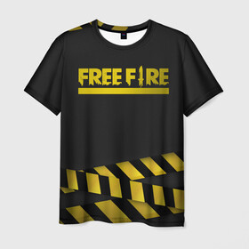 Мужская футболка 3D с принтом Free Fire в Кировске, 100% полиэфир | прямой крой, круглый вырез горловины, длина до линии бедер | battlegrounds | free fire | garena | tricks | батл | королевская битва | рояль | фаир | фри фаер | экшн