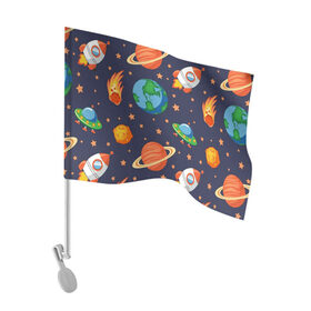 Флаг для автомобиля с принтом Космическое путешествие в Кировске, 100% полиэстер | Размер: 30*21 см | арт | астероид | астероиды | звезда | звёзды | земля | космос | планета | планеты | ракета | ракеты | рисунок | сатурн | фобас