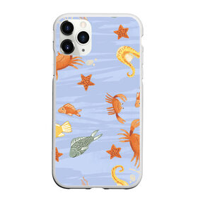 Чехол для iPhone 11 Pro матовый с принтом Морские обитатели в Кировске, Силикон |  | Тематика изображения на принте: арт | жёлтый | звезда | звёзды | коралл | кораллы | краб | крабы | красный | медуза | медузы | море | морская звезда | морские звёзды | морские коньки | морской конёк | песок | рисунок | рыба | рыбы