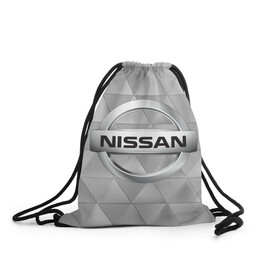 Рюкзак-мешок 3D с принтом NISSAN. в Кировске, 100% полиэстер | плотность ткани — 200 г/м2, размер — 35 х 45 см; лямки — толстые шнурки, застежка на шнуровке, без карманов и подкладки | abstract | auto | brand | car | geometry | nissan | nиссан | sport | texture | абстракция | авто | автомобильные | бренд | геометрия | классика | машины | модные | спорт | стиль | текстура