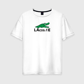 Женская футболка хлопок Oversize с принтом Крокодил в Кировске, 100% хлопок | свободный крой, круглый ворот, спущенный рукав, длина до линии бедер
 | cos | crocodile | аллигатор | косинус | крокодил | крокодильчик | математика | угол