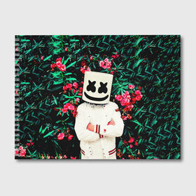 Альбом для рисования с принтом MARSHMELLO ROSES в Кировске, 100% бумага
 | матовая бумага, плотность 200 мг. | Тематика изображения на принте: fortnite | marshmallo | marshmallow | marshmello | marshmellow | маршмелло | маршмеллоу | розы | фортнайт