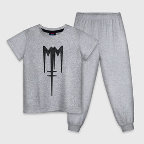 Детская пижама хлопок с принтом Marilyn Manson (лого из меха) в Кировске, 100% хлопок |  брюки и футболка прямого кроя, без карманов, на брюках мягкая резинка на поясе и по низу штанин
 | manson | marilyn | marilyn manson | лого | мех