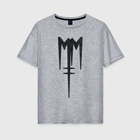 Женская футболка хлопок Oversize с принтом Marilyn Manson (лого из меха) в Кировске, 100% хлопок | свободный крой, круглый ворот, спущенный рукав, длина до линии бедер
 | manson | marilyn | marilyn manson | лого | мех