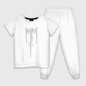 Детская пижама хлопок с принтом Marilyn Manson (лого из меха) в Кировске, 100% хлопок |  брюки и футболка прямого кроя, без карманов, на брюках мягкая резинка на поясе и по низу штанин
 | manson | marilyn | marilyn manson | лого | мех
