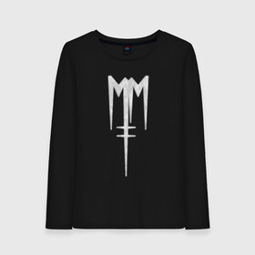 Женский лонгслив хлопок с принтом Marilyn Manson (лого из меха) в Кировске, 100% хлопок |  | manson | marilyn | marilyn manson | лого | мех
