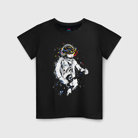 Детская футболка хлопок с принтом Cosmosrock в Кировске, 100% хлопок | круглый вырез горловины, полуприлегающий силуэт, длина до линии бедер | astronaut | cosmonaut | cosmos | guitar | music | rock | solo | space | star | астронавт | гитара | звезда | космонавт | космос | музыка | солист