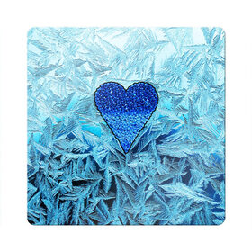 Магнит виниловый Квадрат с принтом Ледяное сердце в Кировске, полимерный материал с магнитным слоем | размер 9*9 см, закругленные углы | Тематика изображения на принте: christmas | frozen | new year | snow | winter | влюбленные | дед мороз | зима | зимний | лед | любимая жена | любовь | мама | новый год | подарок | рождество | сердечки | снег | снежинки | снежная королева | узоры