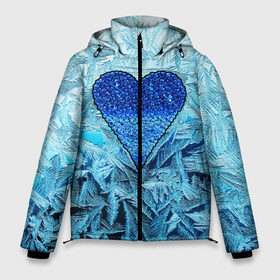 Мужская зимняя куртка 3D с принтом Ледяное сердце в Кировске, верх — 100% полиэстер; подкладка — 100% полиэстер; утеплитель — 100% полиэстер | длина ниже бедра, свободный силуэт Оверсайз. Есть воротник-стойка, отстегивающийся капюшон и ветрозащитная планка. 

Боковые карманы с листочкой на кнопках и внутренний карман на молнии. | christmas | frozen | new year | snow | winter | влюбленные | дед мороз | зима | зимний | лед | любимая жена | любовь | мама | новый год | подарок | рождество | сердечки | снег | снежинки | снежная королева | узоры
