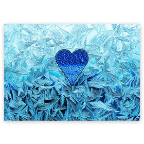 Поздравительная открытка с принтом Ледяное сердце в Кировске, 100% бумага | плотность бумаги 280 г/м2, матовая, на обратной стороне линовка и место для марки
 | christmas | frozen | new year | snow | winter | влюбленные | дед мороз | зима | зимний | лед | любимая жена | любовь | мама | новый год | подарок | рождество | сердечки | снег | снежинки | снежная королева | узоры