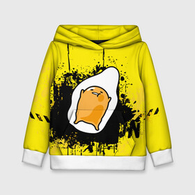 Детская толстовка 3D с принтом Gudetama в Кировске, 100% полиэстер | двухслойный капюшон со шнурком для регулировки, мягкие манжеты на рукавах и по низу толстовки, спереди карман-кенгуру с мягким внутренним слоем | gudetama | аниме | веселое яйцо | гудетама | стекающее яйцо | яйцо