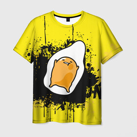 Мужская футболка 3D с принтом Gudetama в Кировске, 100% полиэфир | прямой крой, круглый вырез горловины, длина до линии бедер | Тематика изображения на принте: gudetama | аниме | веселое яйцо | гудетама | стекающее яйцо | яйцо