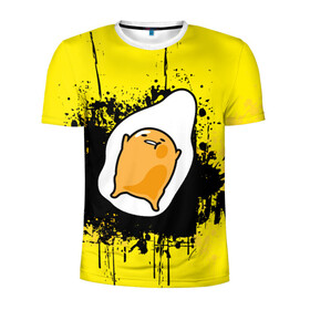 Мужская футболка 3D спортивная с принтом Gudetama в Кировске, 100% полиэстер с улучшенными характеристиками | приталенный силуэт, круглая горловина, широкие плечи, сужается к линии бедра | gudetama | аниме | веселое яйцо | гудетама | стекающее яйцо | яйцо