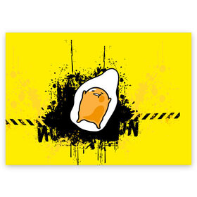 Поздравительная открытка с принтом Gudetama в Кировске, 100% бумага | плотность бумаги 280 г/м2, матовая, на обратной стороне линовка и место для марки
 | gudetama | аниме | веселое яйцо | гудетама | стекающее яйцо | яйцо