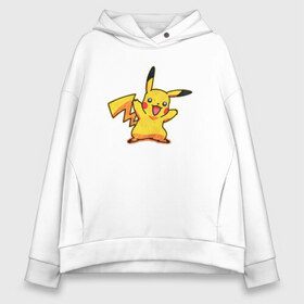 Женское худи Oversize хлопок с принтом Pikachu из меха в Кировске, френч-терри — 70% хлопок, 30% полиэстер. Мягкий теплый начес внутри —100% хлопок | боковые карманы, эластичные манжеты и нижняя кромка, капюшон на магнитной кнопке | pikachu | pokemon | pokemongo | аниме | детективпикачу | пикачу | покемон | покемонпикачу | покемоны