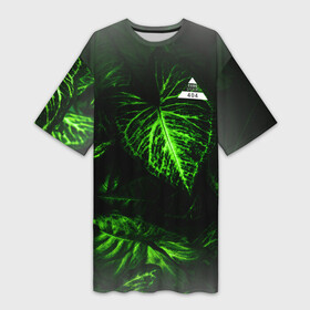 Платье-футболка 3D с принтом Листья зеленые CODE ERROR 404 в Кировске,  |  | 404 | code | error | зеленые | листья