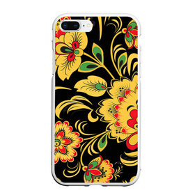 Чехол для iPhone 7Plus/8 Plus матовый с принтом Хохлома в Кировске, Силикон | Область печати: задняя сторона чехла, без боковых панелей | арт | вектор | желтый | зеленый | золотой | красный | народный рисунок | рисунок | хохлома | цветок | цветы | чёрный