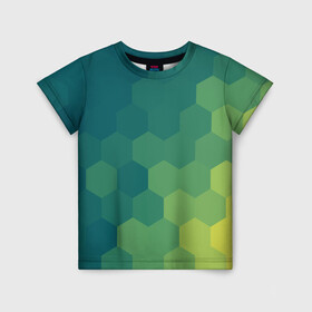 Детская футболка 3D с принтом Hexagon в Кировске, 100% гипоаллергенный полиэфир | прямой крой, круглый вырез горловины, длина до линии бедер, чуть спущенное плечо, ткань немного тянется | орнамент | текстуры | узор | шестиугольник
