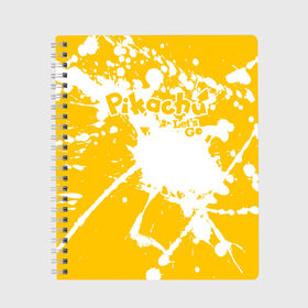 Тетрадь с принтом Pikachu в Кировске, 100% бумага | 48 листов, плотность листов — 60 г/м2, плотность картонной обложки — 250 г/м2. Листы скреплены сбоку удобной пружинной спиралью. Уголки страниц и обложки скругленные. Цвет линий — светло-серый
 | 