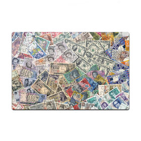 Пазл магнитный 126 элементов с принтом Деньги в Кировске, полимерный материал с магнитным слоем | 126 деталей, размер изделия —  180*270 мм | арт | банкноты | валюта | деньги | доллары | зеленый | иена | красный | серый | синий | фунт стерлингов | юани