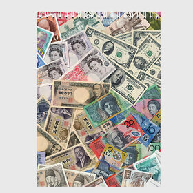 Скетчбук с принтом Деньги в Кировске, 100% бумага
 | 48 листов, плотность листов — 100 г/м2, плотность картонной обложки — 250 г/м2. Листы скреплены сверху удобной пружинной спиралью | Тематика изображения на принте: арт | банкноты | валюта | деньги | доллары | зеленый | иена | красный | серый | синий | фунт стерлингов | юани