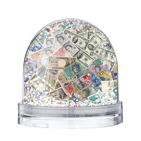 Снежный шар с принтом Деньги в Кировске, Пластик | Изображение внутри шара печатается на глянцевой фотобумаге с двух сторон | арт | банкноты | валюта | деньги | доллары | зеленый | иена | красный | серый | синий | фунт стерлингов | юани