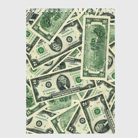 Скетчбук с принтом Доллар в Кировске, 100% бумага
 | 48 листов, плотность листов — 100 г/м2, плотность картонной обложки — 250 г/м2. Листы скреплены сверху удобной пружинной спиралью | Тематика изображения на принте: 100 долларов | арт | банкноты | валюта | деньги | доллар | зеленый | рисунок | сто | сто долларов