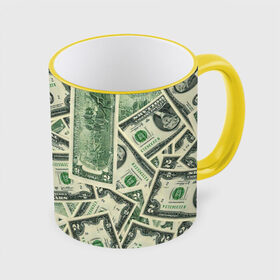 Кружка с полной запечаткой с принтом Доллар в Кировске, керамика | ёмкость 330 мл | Тематика изображения на принте: 100 долларов | арт | банкноты | валюта | деньги | доллар | зеленый | рисунок | сто | сто долларов