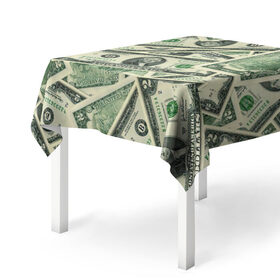 Скатерть 3D с принтом Доллар в Кировске, 100% полиэстер (ткань не мнется и не растягивается) | Размер: 150*150 см | 100 долларов | арт | банкноты | валюта | деньги | доллар | зеленый | рисунок | сто | сто долларов