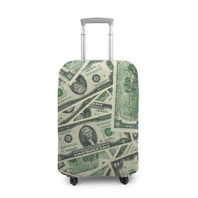 Чехол для чемодана 3D с принтом Доллар в Кировске, 86% полиэфир, 14% спандекс | двустороннее нанесение принта, прорези для ручек и колес | 100 долларов | арт | банкноты | валюта | деньги | доллар | зеленый | рисунок | сто | сто долларов