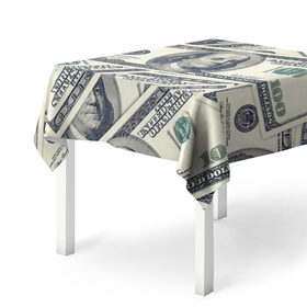 Скатерть 3D с принтом Доллары в Кировске, 100% полиэстер (ткань не мнется и не растягивается) | Размер: 150*150 см | 100 долларов | арт | банкноты | валюта | деньги | доллары | зеленый | зелень | сто | сто долларов
