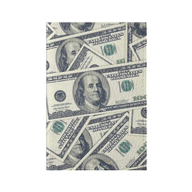 Обложка для паспорта матовая кожа с принтом Доллары в Кировске, натуральная матовая кожа | размер 19,3 х 13,7 см; прозрачные пластиковые крепления | Тематика изображения на принте: 100 долларов | арт | банкноты | валюта | деньги | доллары | зеленый | зелень | сто | сто долларов
