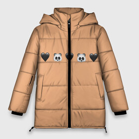 Женская зимняя куртка 3D с принтом смайлы пандочки и сердечки в Кировске, верх — 100% полиэстер; подкладка — 100% полиэстер; утеплитель — 100% полиэстер | длина ниже бедра, силуэт Оверсайз. Есть воротник-стойка, отстегивающийся капюшон и ветрозащитная планка. 

Боковые карманы с листочкой на кнопках и внутренний карман на молнии | панда | пандочка | пандочки | панды | панды и черные сердечки | сердечки | сердца | смайлики | смайлы | черное сердце
