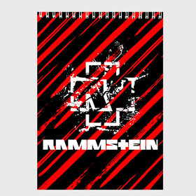 Скетчбук с принтом Rammstein. в Кировске, 100% бумага
 | 48 листов, плотность листов — 100 г/м2, плотность картонной обложки — 250 г/м2. Листы скреплены сверху удобной пружинной спиралью | music | rammstein | rock | индастриал метал | метал группа | музыка | музыкальная группа | немецкая метал группа | рамштайн | рок | хард рок