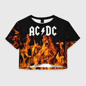 Женская футболка Crop-top 3D с принтом AC/DC. в Кировске, 100% полиэстер | круглая горловина, длина футболки до линии талии, рукава с отворотами | ac dc | music | rock | австралийская рок группа | ас дс | асдс | блюз рок | музыка | переменный ток постоянный ток | рок | рок н ролл | хард рок | эй си ди си