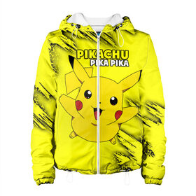 Женская куртка 3D с принтом Pikachu Pika Pika в Кировске, ткань верха — 100% полиэстер, подклад — флис | прямой крой, подол и капюшон оформлены резинкой с фиксаторами, два кармана без застежек по бокам, один большой потайной карман на груди. Карман на груди застегивается на липучку | pika | pikachu | аниме | детская | детям | игры | молния | мышка | мышь | пика | пикачу | покемон | покемоны