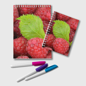 Блокнот с принтом Малина в Кировске, 100% бумага | 48 листов, плотность листов — 60 г/м2, плотность картонной обложки — 250 г/м2. Листы скреплены удобной пружинной спиралью. Цвет линий — светло-серый
 | еда | красная | красные | лист | листок | листочек | листья | малина | малинка | природа | растение | растения | ягода | ягодка | ягодки | ягоды