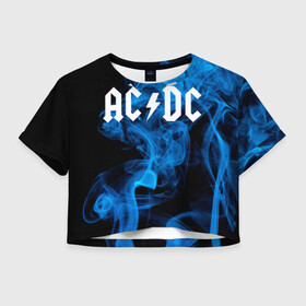 Женская футболка Crop-top 3D с принтом AC/DC. в Кировске, 100% полиэстер | круглая горловина, длина футболки до линии талии, рукава с отворотами | ac dc | music | rock | австралийская рок группа | ас дс | асдс | блюз рок | музыка | переменный ток постоянный ток | рок | рок н ролл | хард рок | эй си ди си