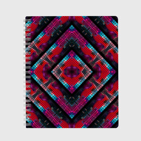 Тетрадь с принтом Monna в Кировске, 100% бумага | 48 листов, плотность листов — 60 г/м2, плотность картонной обложки — 250 г/м2. Листы скреплены сбоку удобной пружинной спиралью. Уголки страниц и обложки скругленные. Цвет линий — светло-серый
 | Тематика изображения на принте: colorful | geometric | kaleidoscope | mosaic | pattern | rhombuses | squares | геометрический | калейдоскоп | квадраты | мозаика | разноцветный | ромбы | узор