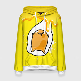 Женская толстовка 3D с принтом Gudetama в Кировске, 100% полиэстер  | двухслойный капюшон со шнурком для регулировки, мягкие манжеты на рукавах и по низу толстовки, спереди карман-кенгуру с мягким внутренним слоем. | gudetama | анимешное яйцо | гудетама | желток | стекающее яйцо | яичница