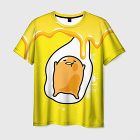 Мужская футболка 3D с принтом Gudetama в Кировске, 100% полиэфир | прямой крой, круглый вырез горловины, длина до линии бедер | Тематика изображения на принте: gudetama | анимешное яйцо | гудетама | желток | стекающее яйцо | яичница