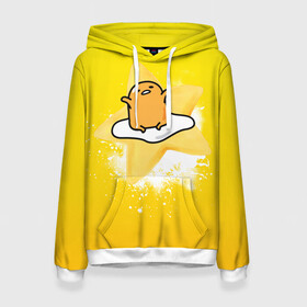 Женская толстовка 3D с принтом Gudetama в Кировске, 100% полиэстер  | двухслойный капюшон со шнурком для регулировки, мягкие манжеты на рукавах и по низу толстовки, спереди карман-кенгуру с мягким внутренним слоем. | gudetama | анимешное яйцо | гудетама | желток | стекающее яйцо | яичница