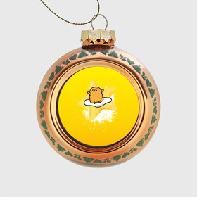 Стеклянный ёлочный шар с принтом Gudetama в Кировске, Стекло | Диаметр: 80 мм | gudetama | анимешное яйцо | гудетама | желток | стекающее яйцо | яичница