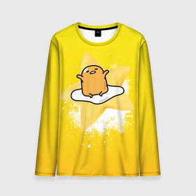 Мужской лонгслив 3D с принтом Gudetama в Кировске, 100% полиэстер | длинные рукава, круглый вырез горловины, полуприлегающий силуэт | Тематика изображения на принте: gudetama | анимешное яйцо | гудетама | желток | стекающее яйцо | яичница