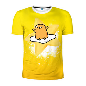Мужская футболка 3D спортивная с принтом Gudetama в Кировске, 100% полиэстер с улучшенными характеристиками | приталенный силуэт, круглая горловина, широкие плечи, сужается к линии бедра | gudetama | анимешное яйцо | гудетама | желток | стекающее яйцо | яичница