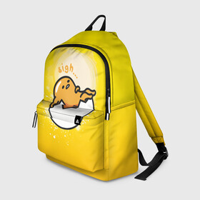 Рюкзак 3D с принтом Gudetama в Кировске, 100% полиэстер | лямки с регулируемой длиной, сверху петелька, чтобы рюкзак можно было повесить на вешалку. Основное отделение закрывается на молнию, как и внешний карман. Внутри два дополнительных кармана, один из которых закрывается на молнию. По бокам два дополнительных кармашка | gudetama | анимешное яйцо | гудетама | желток | стекающее яйцо | яичница